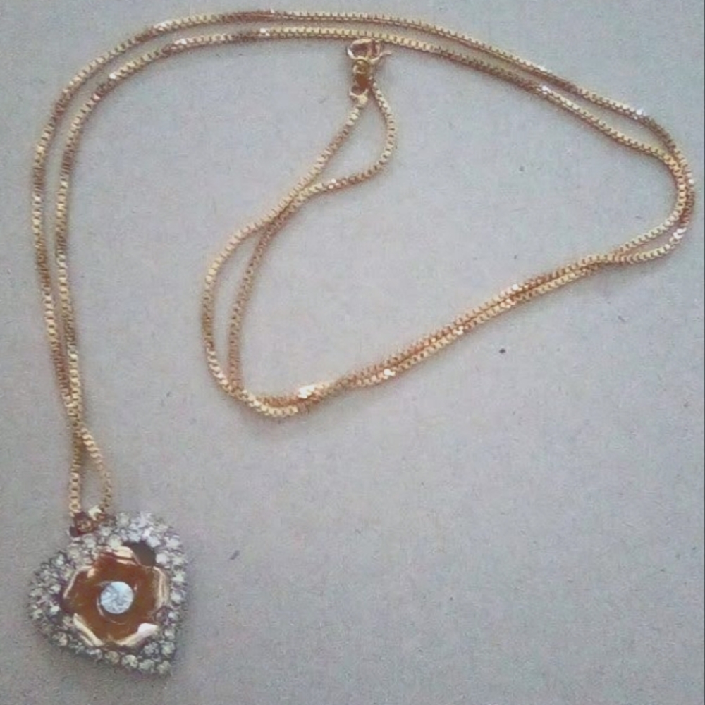 Custom Designed Creations Floral Heart Gemstone Necklace